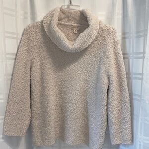 Barefoot Dreams Cozy Chic Cream Cowl Neck Fuzzy Soft Sweater Size Medium
